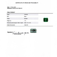 1.73 Ct. Emerald from Colombia Scan Report